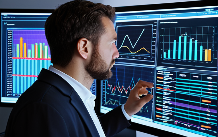 **Prompt:** Data analyst deeply examining complex charts and graphs, illuminated screen, surrounded by big data visualizations, problem-solving, finding hidden insights, strategic thinking.
