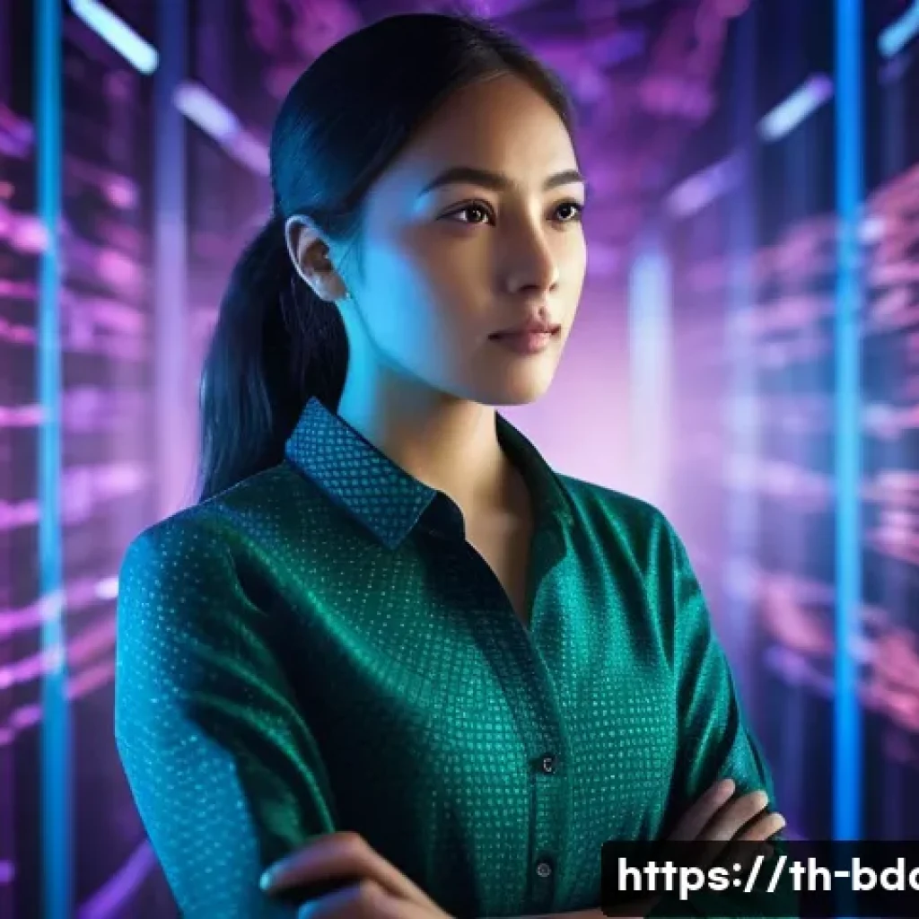빅데이터 기술자의 문제 해결 능력 개발 - **Prompt:** A highly focused female Big Data engineer, dressed in smart-casual business attire (e.g....