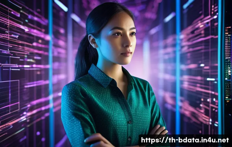 빅데이터 기술자의 문제 해결 능력 개발 - **Prompt:** A highly focused female Big Data engineer, dressed in smart-casual business attire (e.g....