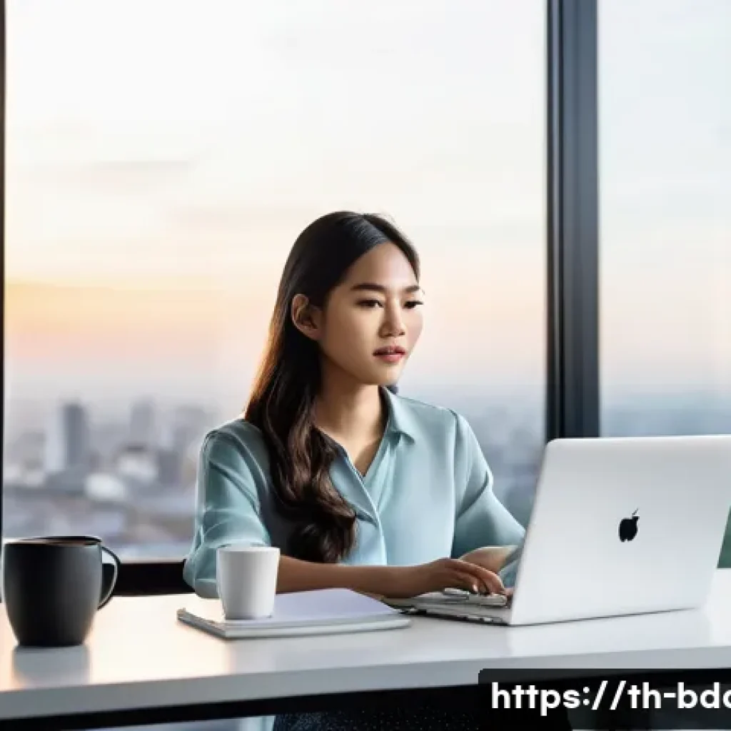 빅데이터 기술자 인터뷰 시 실수 사례 - **Prompt:** A focused and determined young Thai woman, in her late 20s, wearing smart casual attire ...
