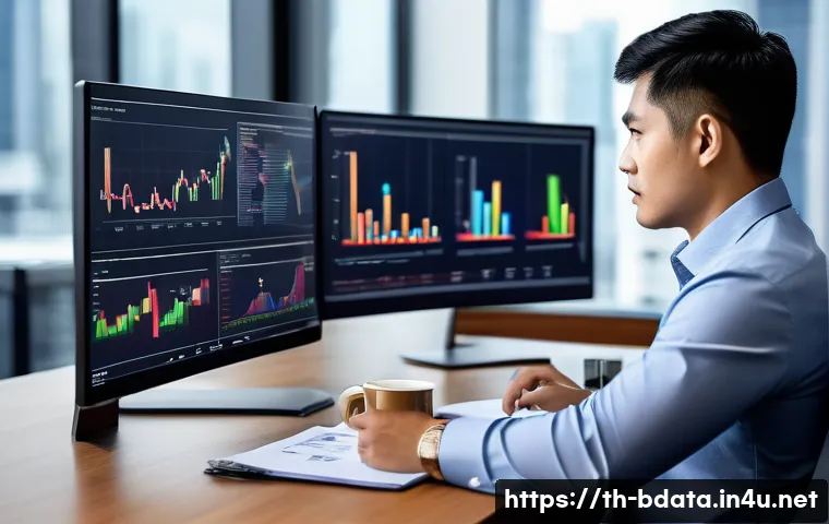 빅데이터 기술자 자기소개서 작성법 - A professional Thai Big Data engineer working in a modern office setting, analyzing large data sets ...