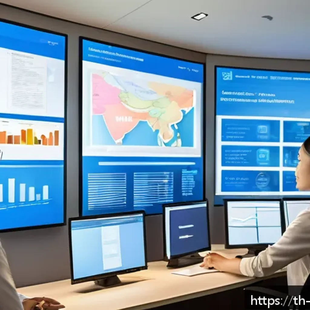 빅데이터 실무에서 데이터 자산 관리 사례 - A modern Thai office environment showing a diverse team of professionals collaborating around a larg...