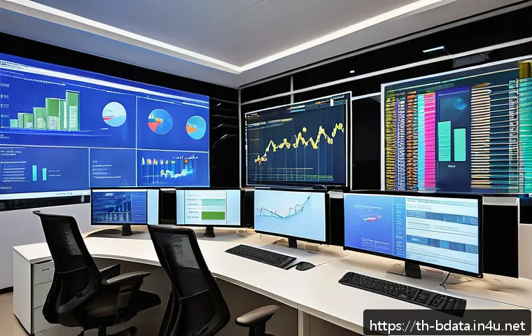 빅데이터 실무에서 데이터 정규화 사례 - A detailed digital illustration of a modern Thai office environment where a diverse team of data ana...