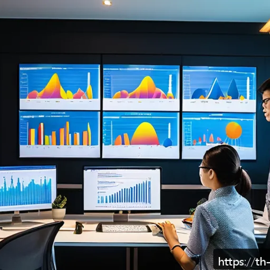 빅데이터 실무에서 데이터 분류 모델 사례 - A modern office setting in Bangkok with a diverse team of Thai data scientists analyzing customer be...