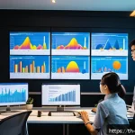 Home 18 빅데이터 실무에서 데이터 분류 모델 사례 - A modern office setting in Bangkok with a diverse team of Thai data scientists analyzing customer be...