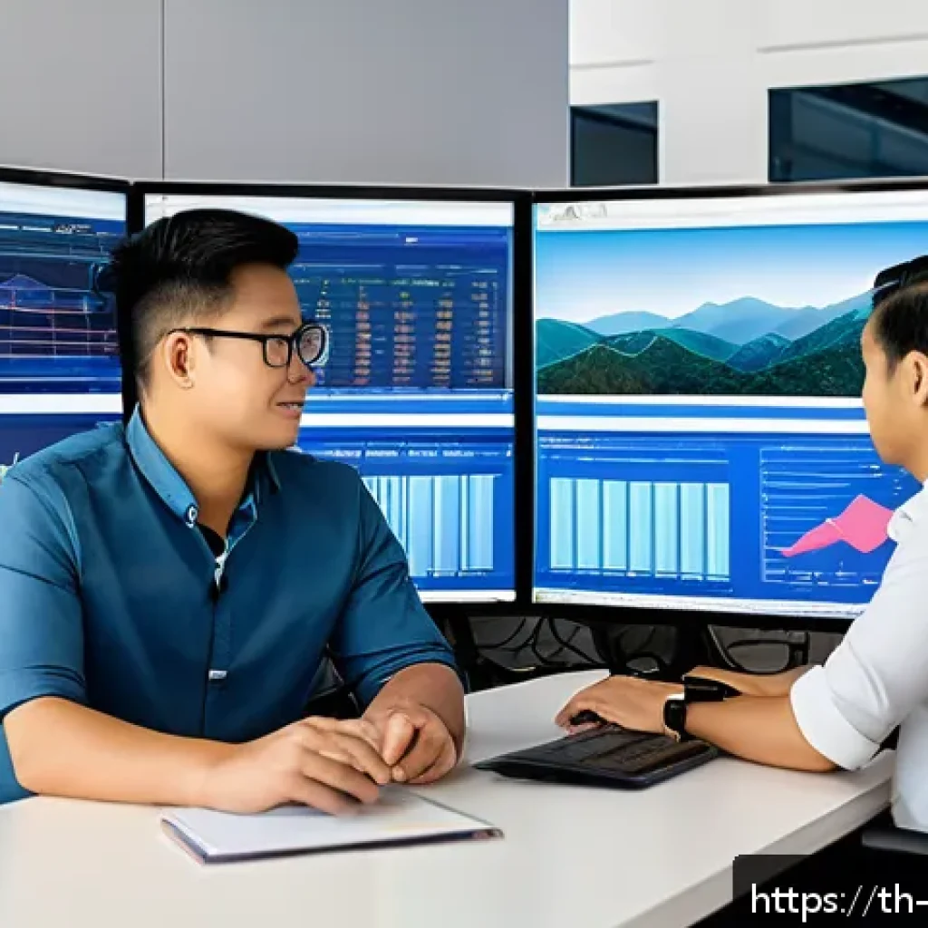 빅데이터 기술자와 클라우드 환경의 데이터 처리 - A detailed professional workspace showing a diverse team of Thai IT specialists collaborating on clo...
