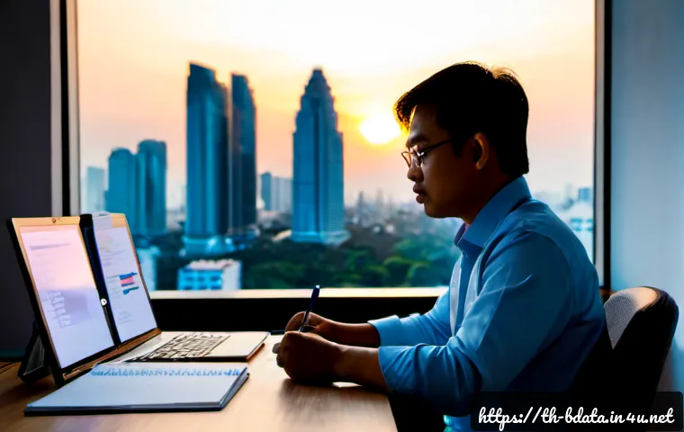 Home 17 빅데이터 기술자의 자기 계발 동기 부여 - Photorealistic Thai big data engineer in a modern Bangkok apartment workspace at dawn, thoughtfully ...